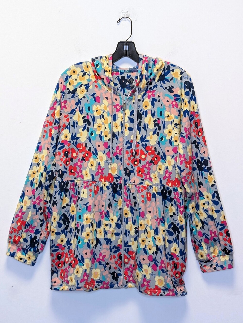 Lug Shimmy Colorful Floral Zip Hoodie Eyeglass Holders L